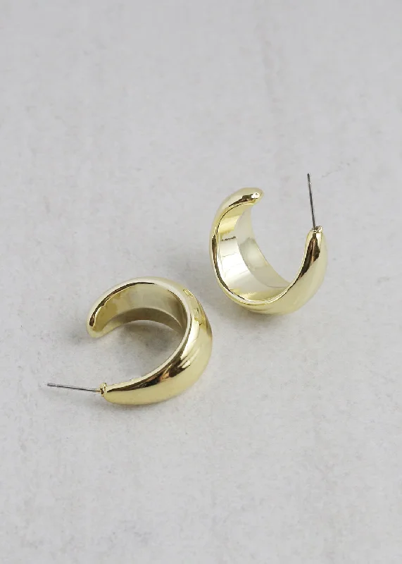 Ladies fancy drop earrings-Thick Half Hoop Earrings