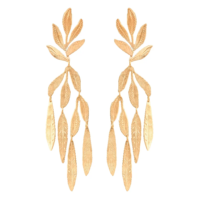 Ladies moonstone earrings-Gold Sea Forest Earrings