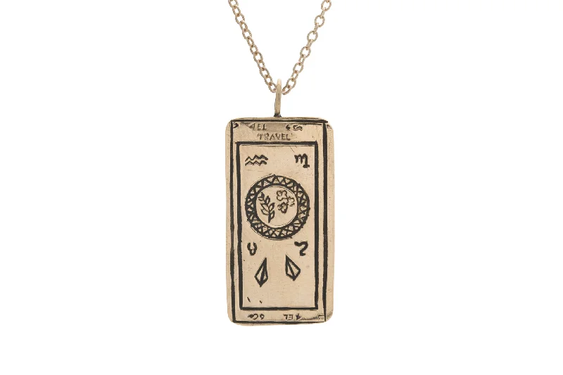 Ladies diamond heart necklaces-Travel Tarot Card Necklace