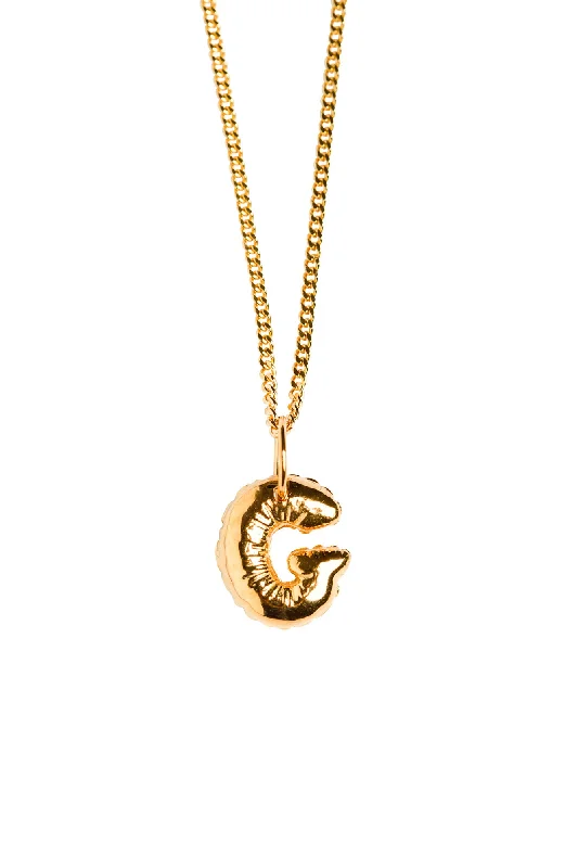 Ladies yellow gold necklaces-Letter G Gold Plated Necklace