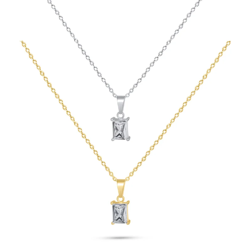 Ladies yellow gold necklaces-Clear Stone Necklace