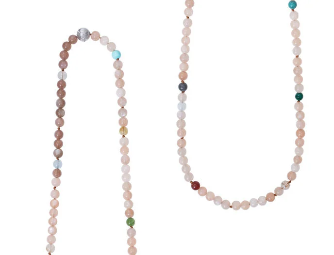 Ladies sterling silver pendants-Bead collier Pearls, Blush 80 cm.