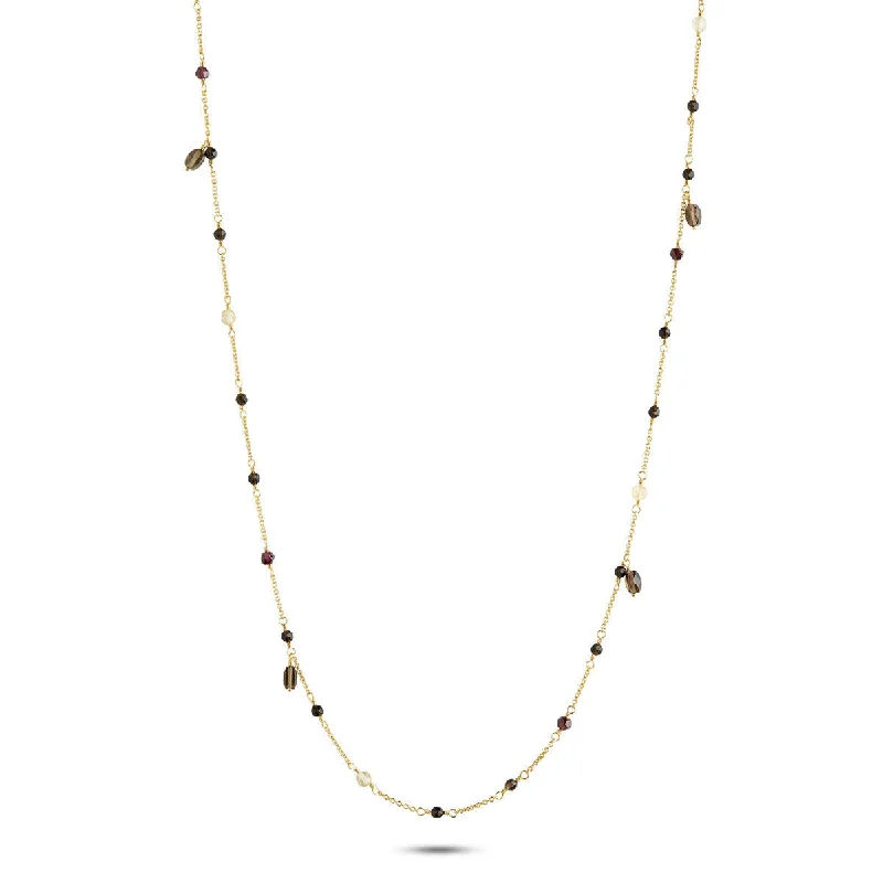 Ladies fancy diamond necklaces-Gem Candy Happiness 18K Gold Plated Necklace w. Garnet, Quartz & Citrin