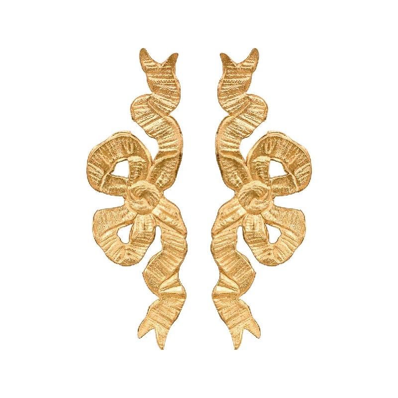 Ladies teardrop diamond earrings-Gold Lisanne Bow Earrings