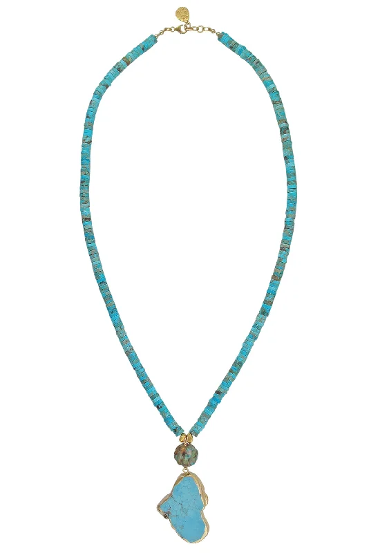 Ladies designer necklaces-Imperial Jasper Turquoise Pendant Necklace