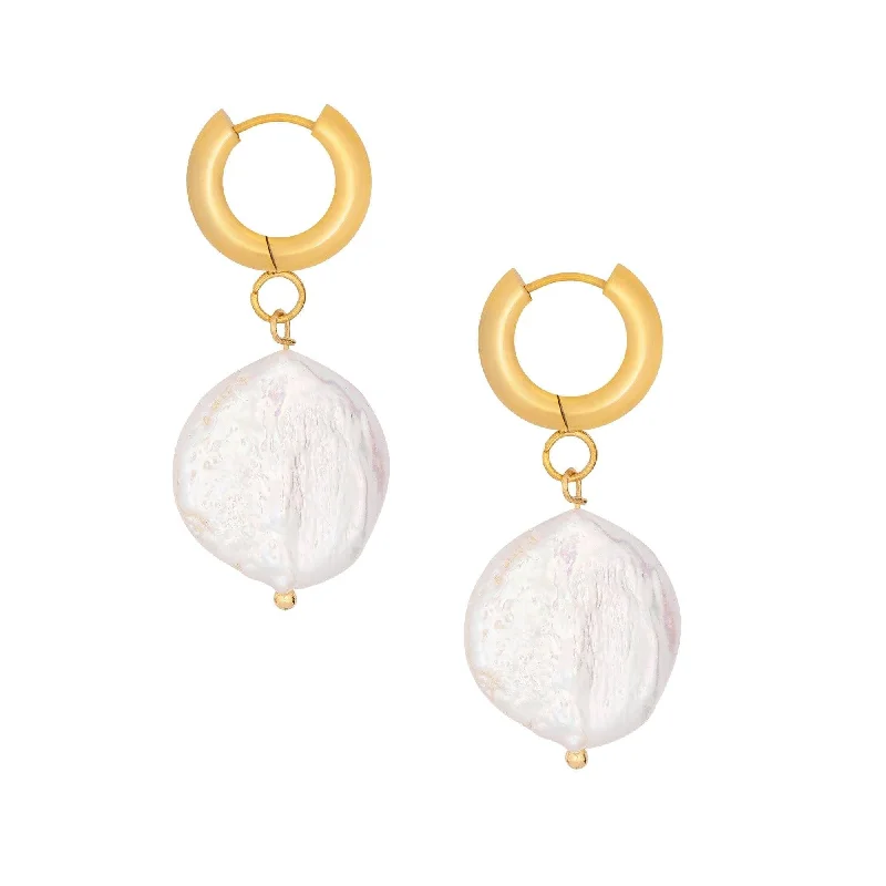 Ladies diamond drop earrings-Tulum Pearl Hoop Earrings