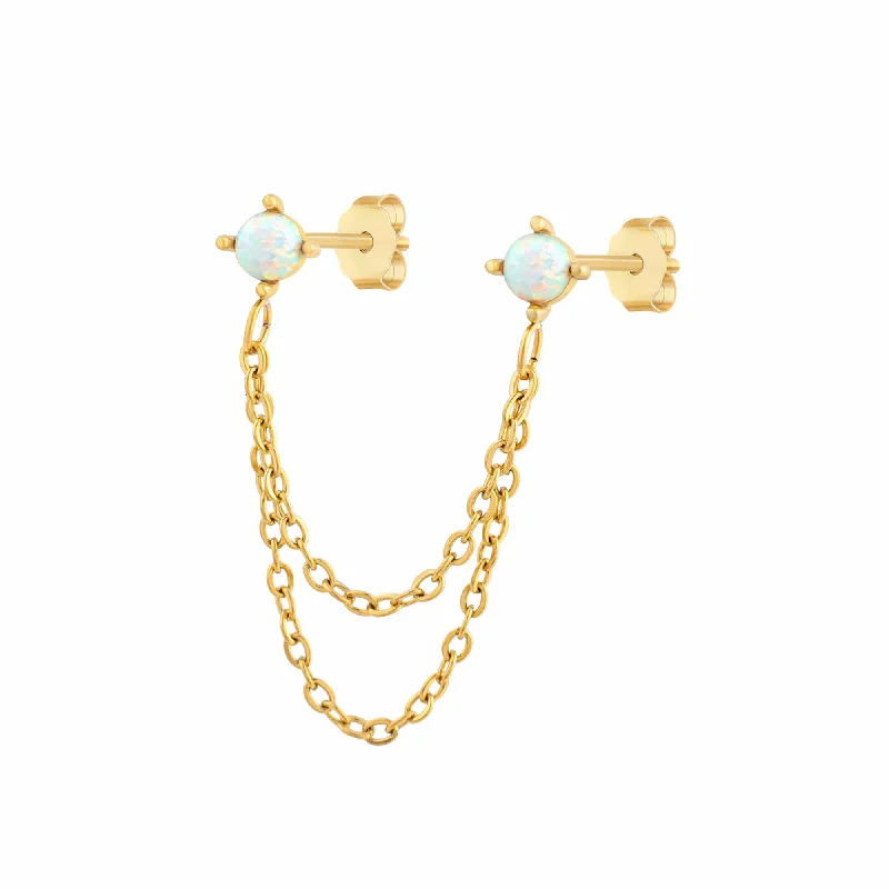 Ladies ear cuffs-Gabi Double Opal Earring