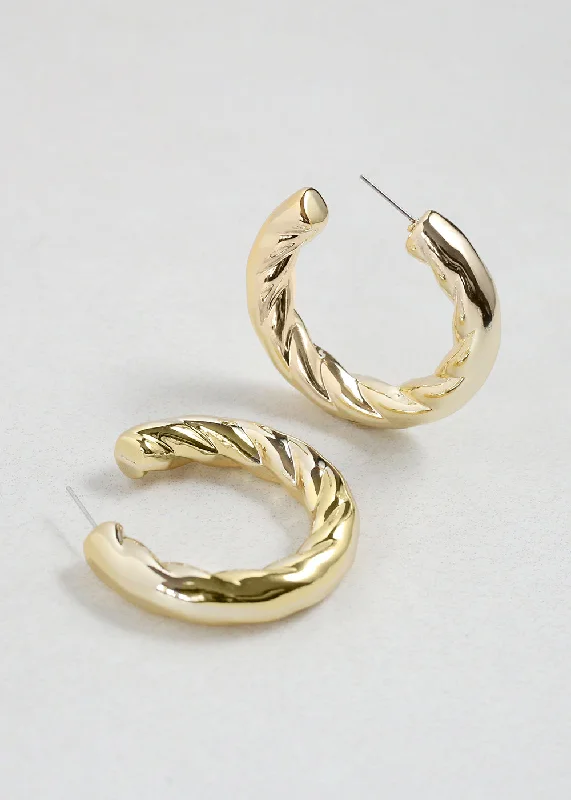 Ladies multi-layer earrings-Twisted Hoop Earrings