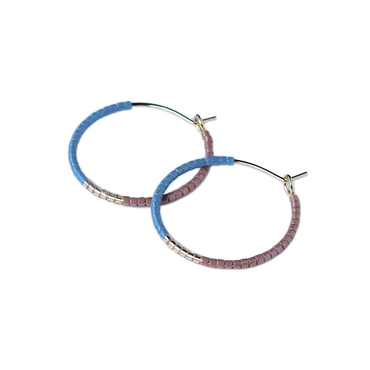 Ladies dangling earrings-Color Field Hoops SM / Denim