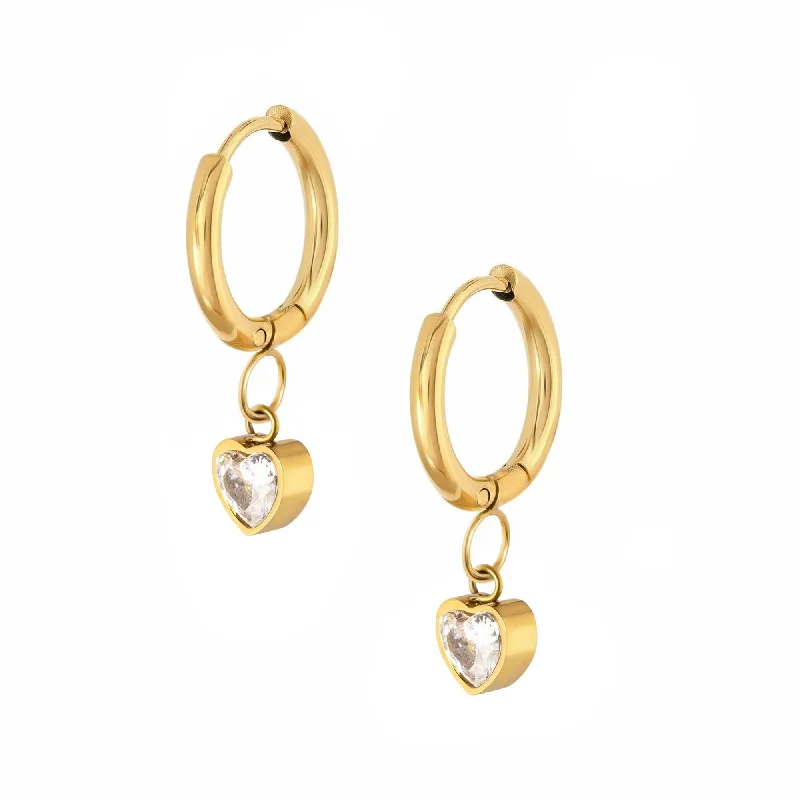 Ladies long earrings-Angelina Heart Hoop Earrings