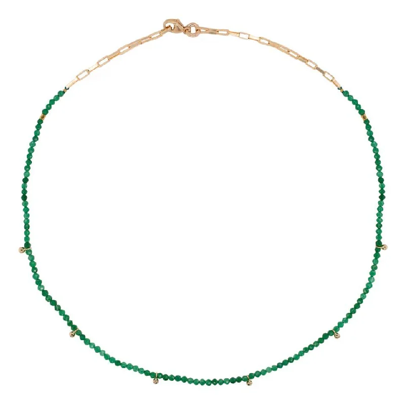 Ladies ruby necklaces-Green Gold Plated Necklace w. Jade