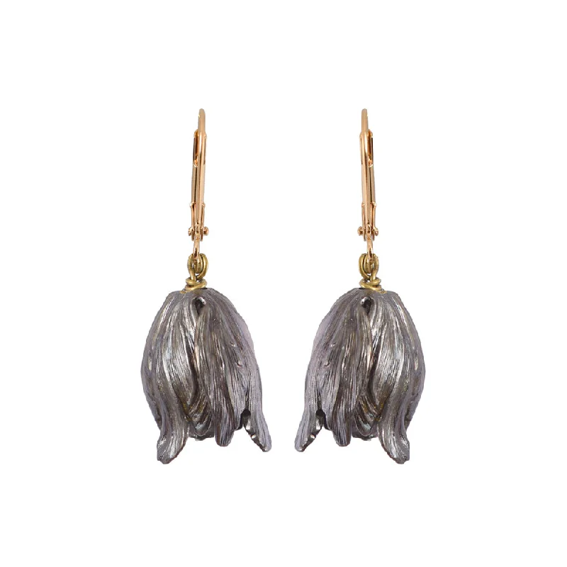 Ladies opal earrings-Noir Tulip Earrings