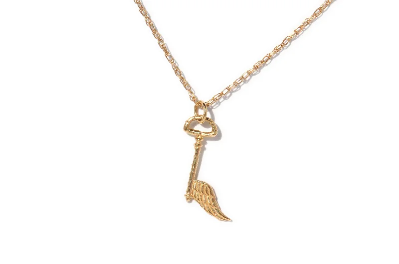 Ladies designer pendant necklaces-Angel Key Necklace