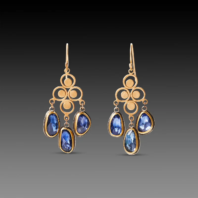 Ladies ear cuffs-Sapphire Filigree Earrings