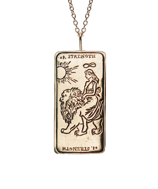 Ladies custom-made necklaces-Strength Tarot Card Necklace