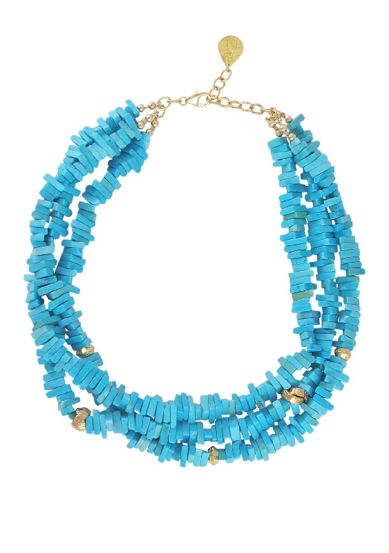 Ladies diamond pendant necklaces-Turquoise Multi Strand Necklace