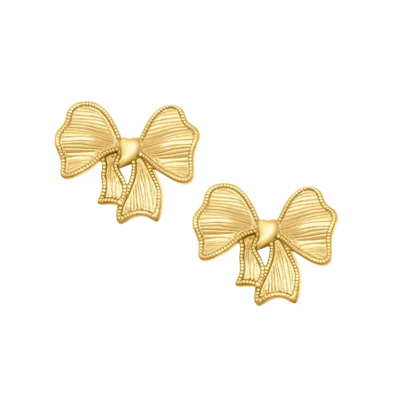 Ladies diamond hoop earrings-Marci Bow Stud Earrings