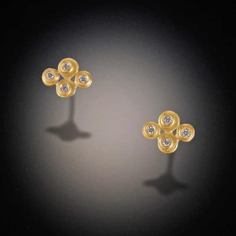 Ladies zirconia earrings-Raised Diamond Dot Stud Earrings