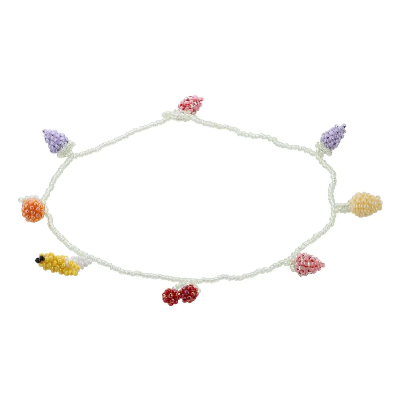 Ladies round gemstone necklaces-Pale Fruit Salad Necklace Mixed coloured Beads