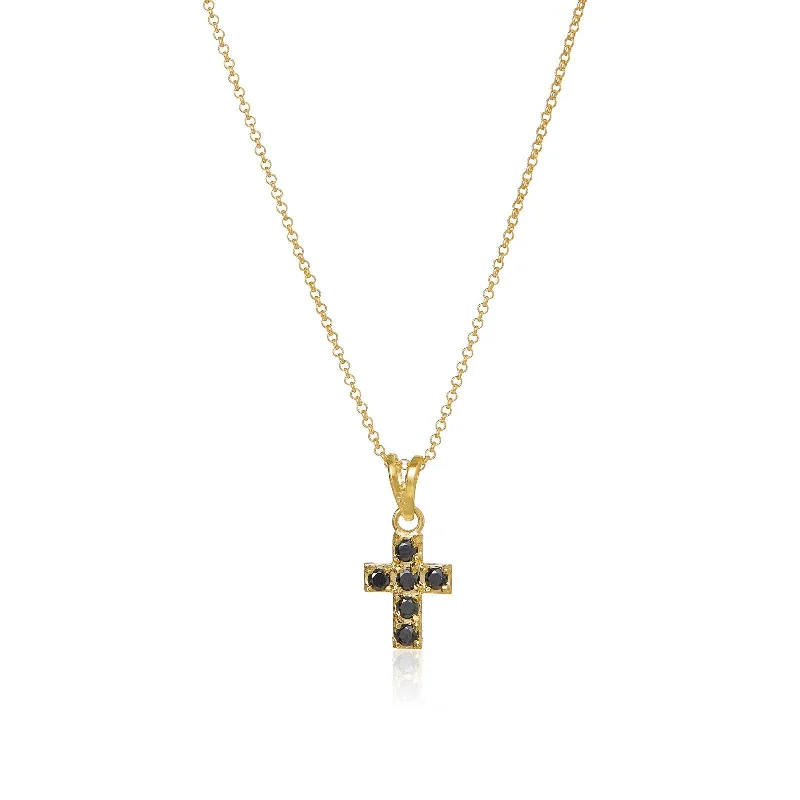 Ladies sterling silver necklaces-Cross 18K Gold Plated Necklace w. Spinel