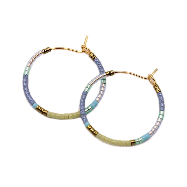 Ladies gold earrings with diamonds-Beauty Hoops / Denim Blues