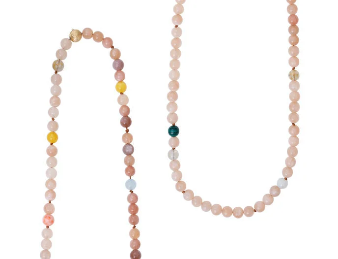 Ladies double-strand necklaces-Bead collier Pearls, Blush 90 cm.