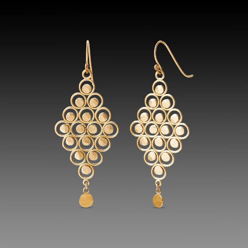 Ladies vintage earrings-Gold Filigree Earrings