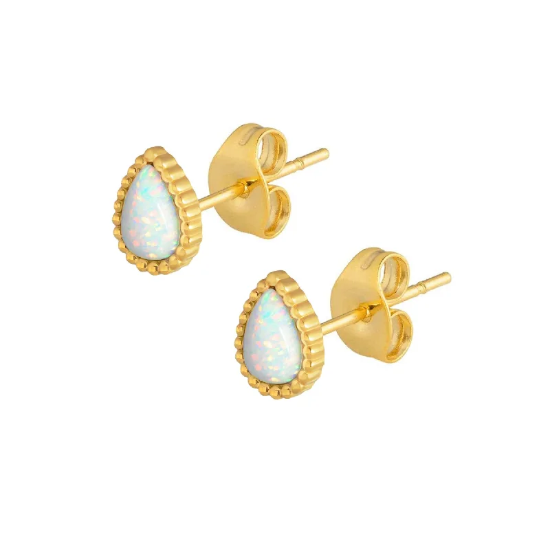 Ladies silver stud earrings-Lynx Opal Stud Earrings