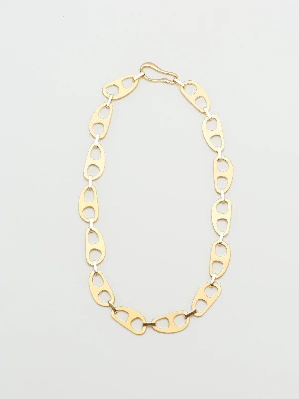 Ladies contemporary necklaces-Gold Brushed Tab Necklace