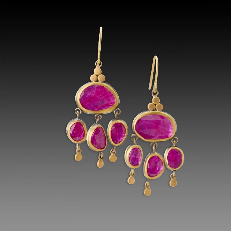 Ladies fancy drop earrings-Ruby Chandelier Earrings