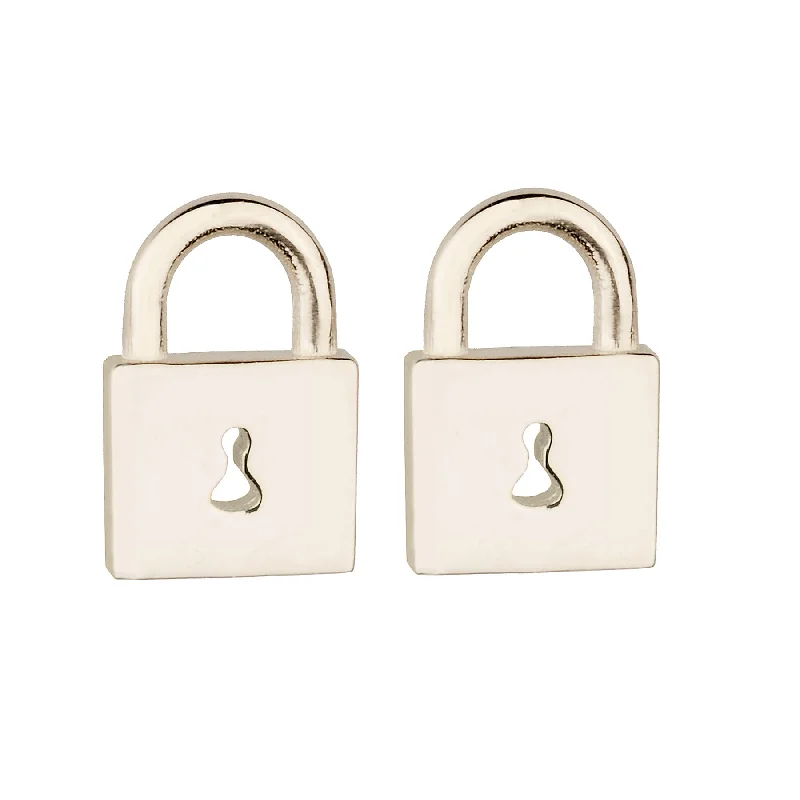 Ladies dangling earrings-Tiny Gold Padlock Stud Earring