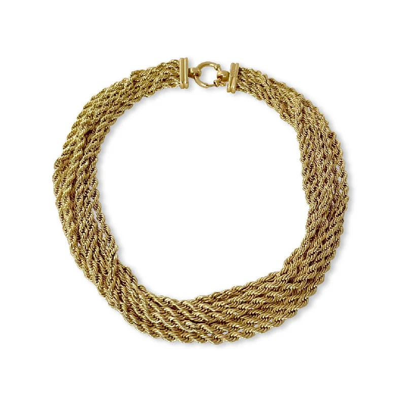 Ladies opal necklaces-Layered Rope 18K Gold Plated Necklace