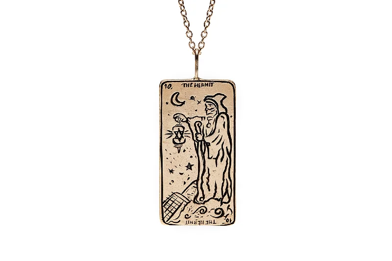 Ladies fancy diamond necklaces-The Hermit Tarot Card Necklace