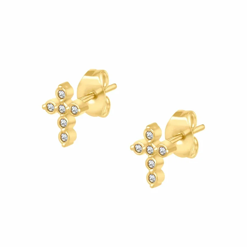 Ladies gemstone earrings-Yolanda Cross Stud Earrings