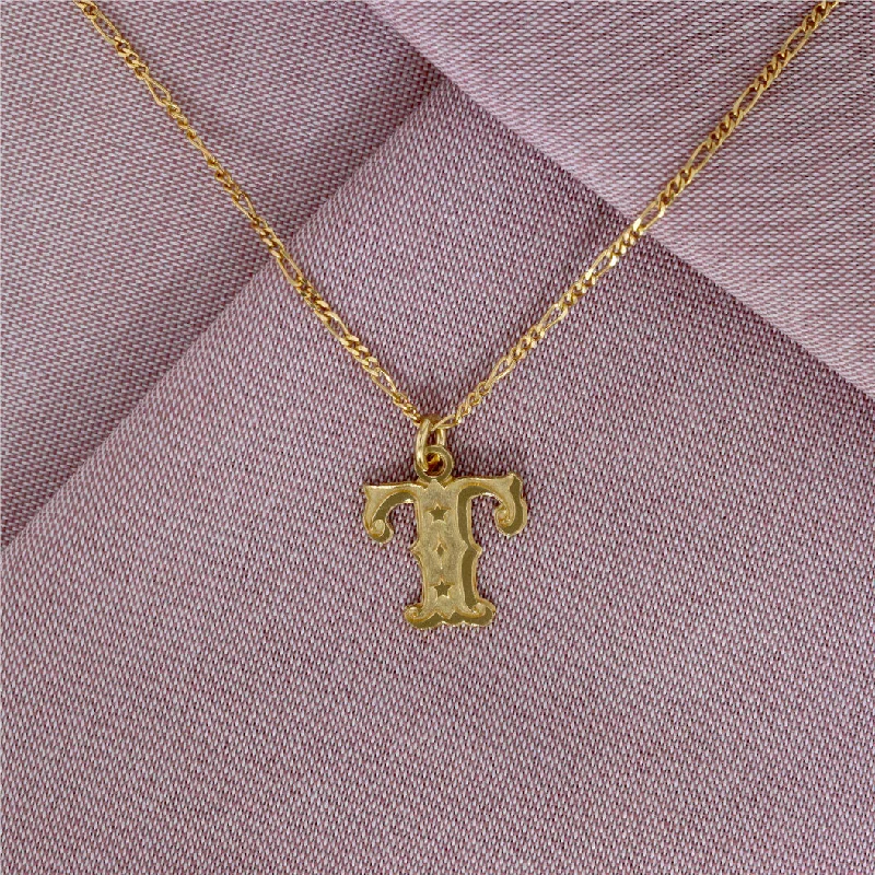 Ladies teardrop necklaces-Circus Letter T Gold Plated Necklace