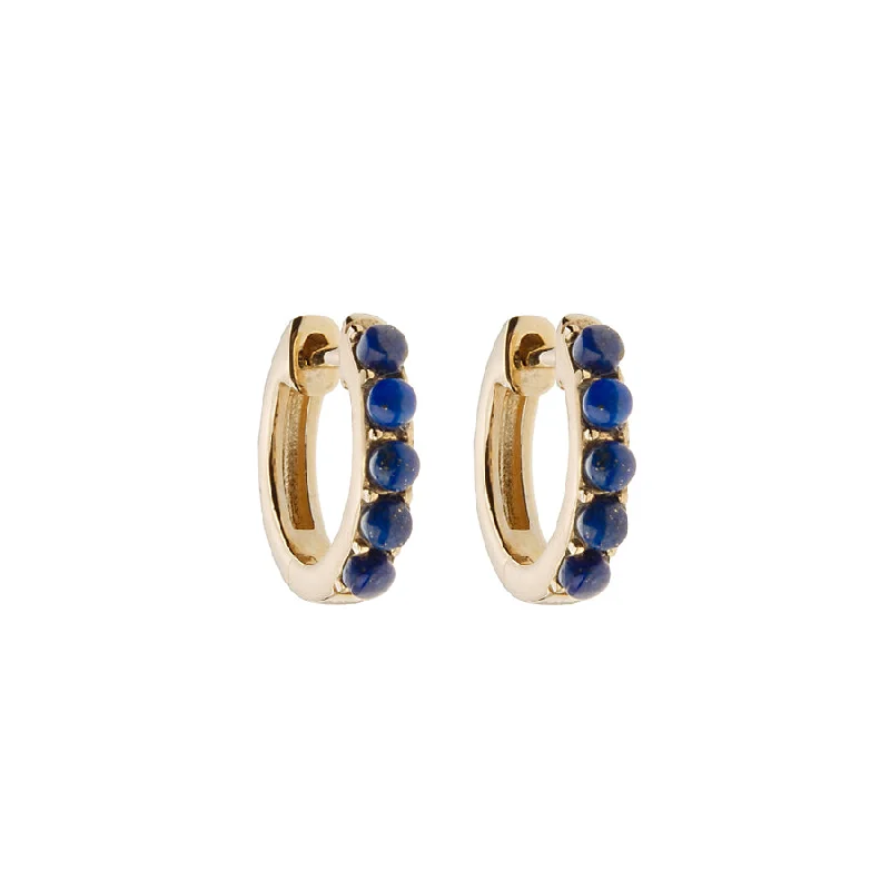 Ladies diamond earrings-Lapis Huggie Earring