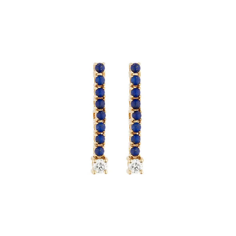 Ladies elegant stud earrings-Lapis & Diamond Tennis Earring