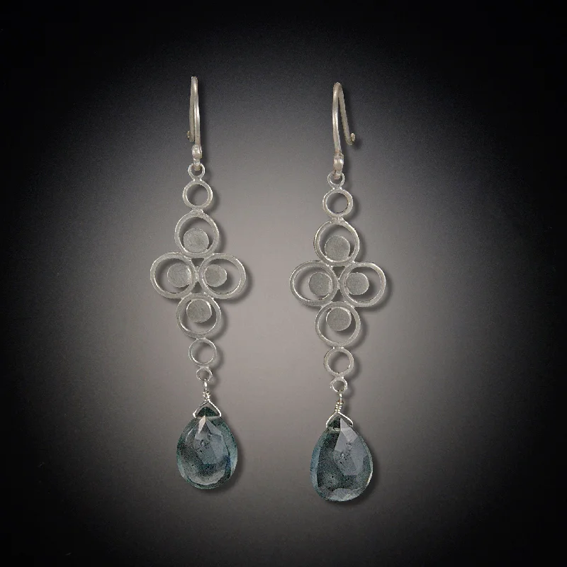 Ladies moonstone earrings-Filigree Earrings with Gem Drops