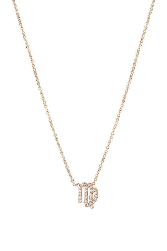 Ladies fashion statement necklaces-Rose Gold Diamond Virgo Necklace