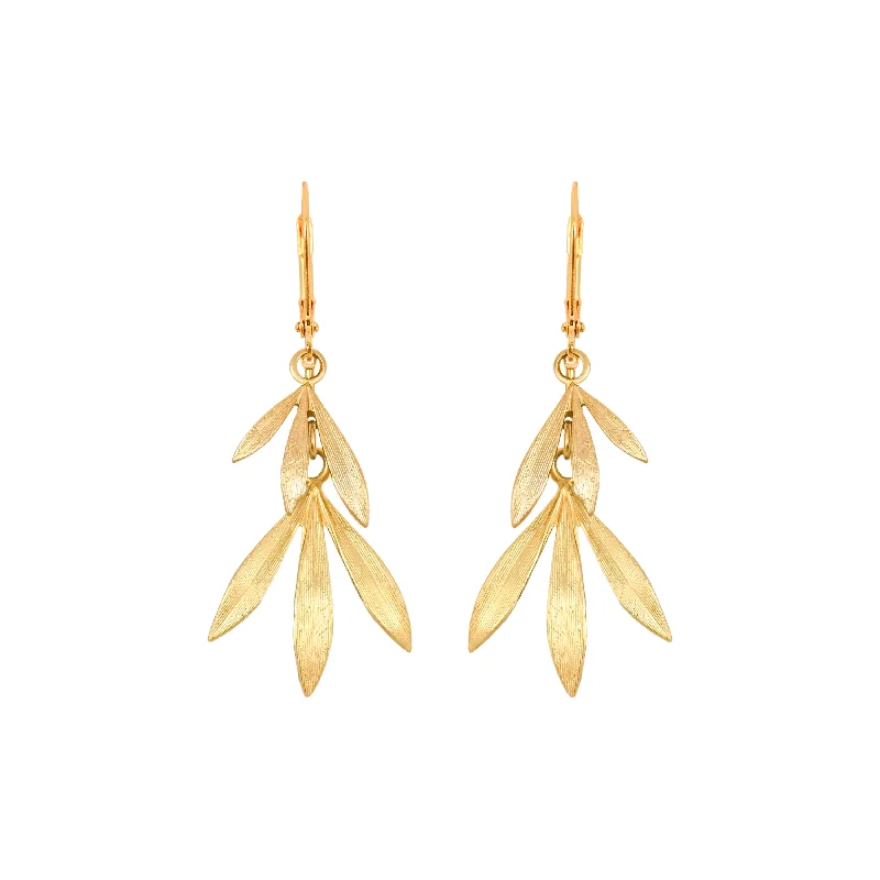 Ladies sterling silver earrings-Gold Bamboo Earrings