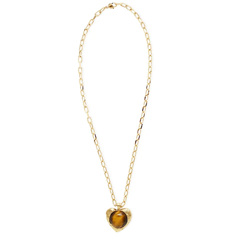 Ladies infinity charm necklaces-Freya Gold Plated Necklace w. Tiger's Eye