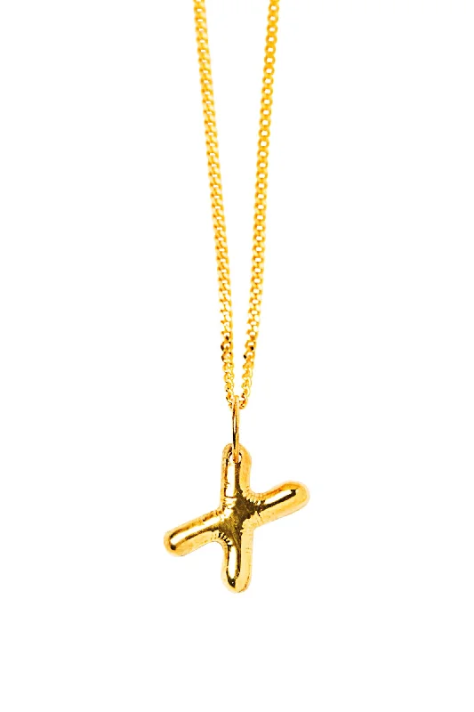 Ladies heart and arrow necklaces-Letter X Gold Plated Necklace