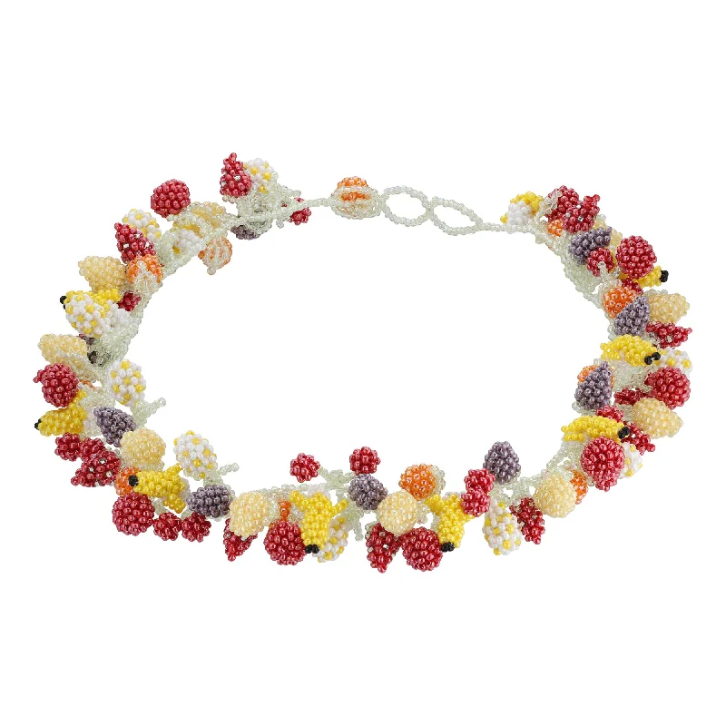 Ladies crystal drop necklaces-Fruit Salad Feast Necklace Mixed coloured Beads