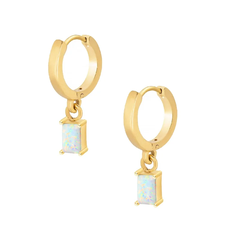 Ladies ruby earrings-Loretta Opal Hoop Earrings