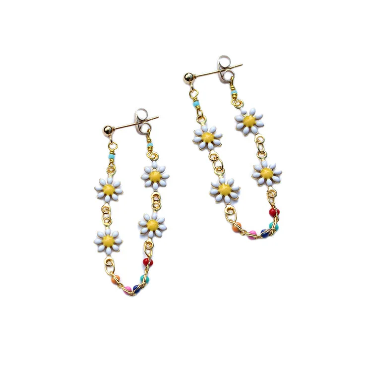 Ladies sapphire earrings-Daisy Swoop Earring