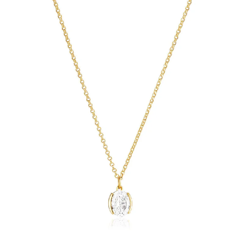 Ladies personalized necklaces-Ellisse Carezza 18K Gold Plated Necklace w. Zirconia