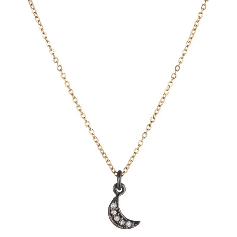 Ladies luxury diamond necklaces-Brooklyn Diamond Mini Moon Necklace