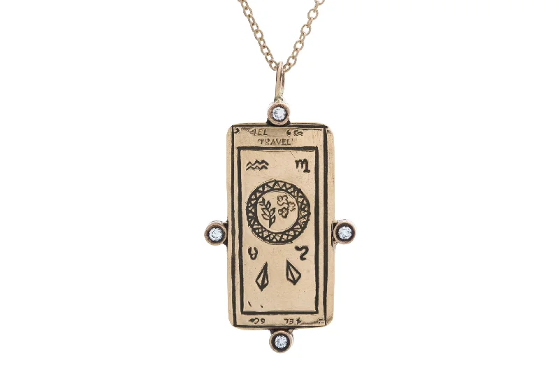 Ladies amethyst necklaces-Diamond Travel Tarot Card Necklace