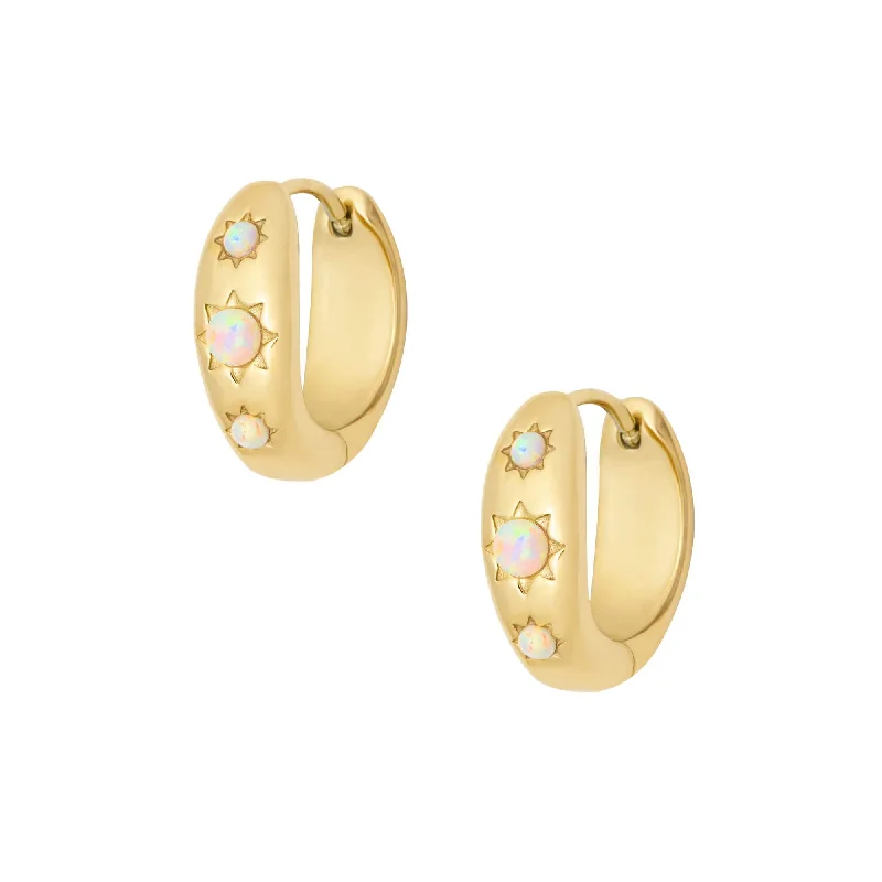 Ladies heart-shaped stud earrings-Pisa Opal Hoop Earrings