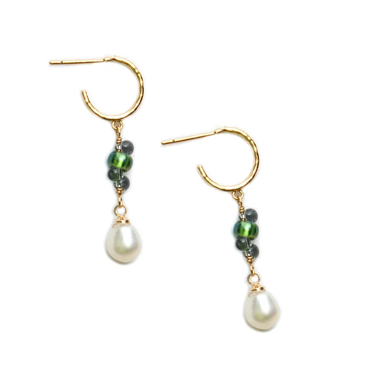 Ladies crystal drop earrings-Aurora Earring / Green